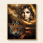 Preview: Diamond Painting Frau mit ihrem Leopard